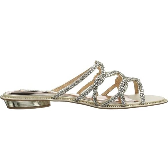 NEW Badgley Mischka Sofie Flat Low Kitten Heel Strappy Rhinestone Slide Sandal - Picture 5 of 6